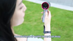 Finales LED Display Portable Handheld Fan with Stepless Speed Control Type-C Charging and Strong Airflow - 4000MAH Pink