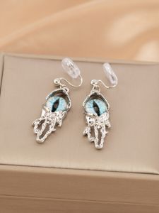 ต่างหูแบบไม่มีรู ตาสีฟ้า แฟชั่นสำหรับผู้หญิง เครื่องประดับสไตล์พังก์ เครื่องประดับหูที่ไม่ต้องเจาะ อุปกรณ์เสริมสไตล์หวานและเท่