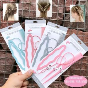 FELICE🔥 4pcs/Set Hair Braiding Braider Tool Set Hairstyle Maker Twist Braid Ponytail Tool Hair Curler Ball Head Hair Curler Lazy Person DIY Hair Weaving Tool
