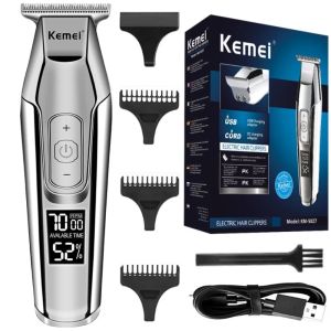 Kemei | Tông Đơ Cắt Tóc Kemei KM-5027 Dành Cho Nam Máy Cạo Râu Kỹ Thuật Số LED Tốc Độ Có Thể Điều Chỉnh Với Lưỡi Dao Bằng Thép Không Gỉ Dao Cạo Chăm Sóc Tóc Và Cơ Thể