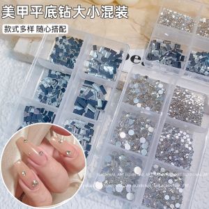 Nail Art Flat Bottom Drill Square And round Mixed Decorative Rhinestones Popular New Model Nail Decoration Accessories