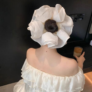 Black Double Layer Organza Hair Ties French Style Low Ponytail Hair Bands Fashionable Korean Style Hair Accessories Viaback