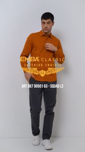Emba Classic-Kemeja Regular Lengan Panjang Polos Material Katun - Squad
