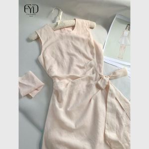 Sleeveless Pink Linen Dress