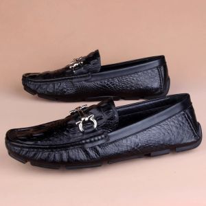 Casual Mens Bean Shoes Spring Autumn New Style Genuine Leather British Sailing Shoes Driving Lazy Trendy Slip-On Fashion