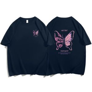 Pure Cotton Heavy Weight American Retro Butterfly Short Sleeve T-Shirt Womens Summer Loose Design Niche Style Hong Kong Style Chic Tops