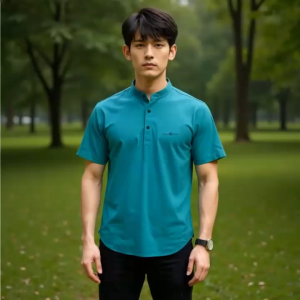 Peter N John 902 Ice Silk Mandarin Collar T-Shirt Short Sleeve