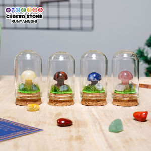 Creative 1pc Natural Gemstones Mushroom Landscape Bottle Cute Crystal Crafts Prop Home Decoration Child Student Gift