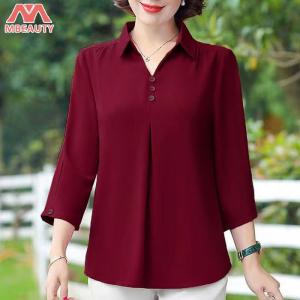 MBeauty เสื้อยึดผูหญิง เสื้อสีพื้น เสื้อยืดแฟชัน2024 หลวม เสื้อผ้าฝ้าย ผู้หญิง 40s 50s M-3XL ผู้สูงอายุสวมใส่เสื้อสวมหัวห ลวมแขนกลางเสื้อสตรีด้านบน เสื้อแฟชั่นผญๆ เสื้อพื้นเมือง เสื้อสีฟ้า เสื้อวันแม่ฟ้า เสื้อสีแดง  เสื้อแขนยาวคริสมาสต์