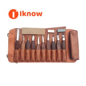 I know Professional Wood Carving Tool Set - 13-Piece Chisel Kit with Leather Roll Case for Detailed Woodworking and Sculpting