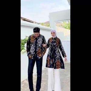 Tunik Kancing Depan Variasi - Atasan Tunik Batik Wanita Jumbo Mewah Motif Songket Terbaru Seragam