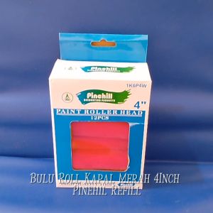 Bulu Roll Kapal Merah 4\" & PINEHILL Refill Kuas Rol Cat Tembok Merah