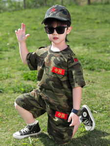 Boys Summer Fashion Camouflage Short Sleeve Shirt And Shorts Set Thin Breathable Cute Little Boy Outfit Sporty Two-Piece Set