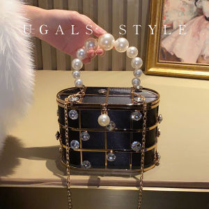 UGALS | Vintage Pearl and Crystal Birdcage Bucket Bag