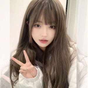MONLEYTA | Long Straight Hair Wig Women Thin Natural Full Head Airy Bangs Lolita Round Face Sweet Summer Popular JK School Uniform