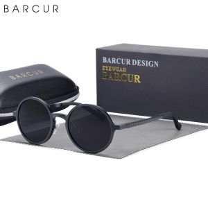 BARCUR Retro Style MenS And WomenS Sunglasses With Oval Frames Made Of Stainless Steel Wear-Resistant And Uv Resistant
