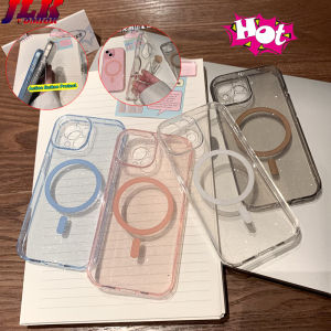 [JLK] Transparent Magnetic MagSafe Case for iPhone 15 16 ProMax Bling Bling Back Covers 14 13 Pro Max Plus Shockproof Soft TPU Cover