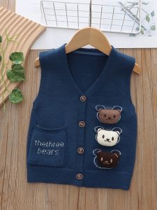Boys Waistcoat Autumn and Winter Kids Sweater Vest Little Kids Thin Type Baby Coat Cardigan Vest Knitted Sweater
