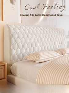Summer Ice Silk Bed Head Cover Soft Pad Thickened Anti-Collision Backrest Dust Cover New Style Simple Cotton Material
