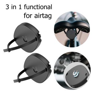 2/1pcs for Airtag Magnetic Adhesive Case Hidden Black Protective Cover with Cable Tie Holder Binding Tape Tracker for Car Bike