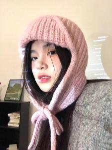 Korean Style Heattech Balaclava Hat Female Winter Cycling Skiing Earflaps Warm Heattech Ushanka Knitting Woolen Cap