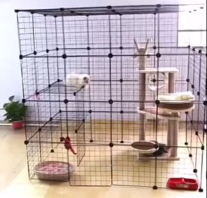 Pet Fence Stackable Pet Dog Cat Rabbit Cage Game Fence Black DIY Pet supplies