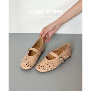 Laser-cut Mary Jane Ballet Flats Round Toe Flat  Womens Sandals