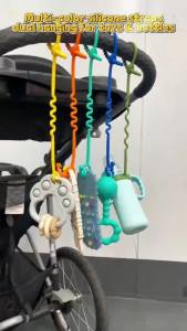 1PK Silicone Toy Strap. Long Adjustable Leash for Bottles & Pacifiers. Durable Snap-Proof & Fits Strollers or Car Seats.
