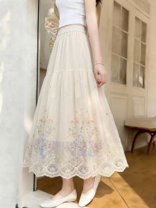 HUANJI | Floral French Style Long Dress Slim Fit Big Size Light Autumn Design