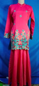 LONGDRESS GAUN PESTA PINK BORDIR 339