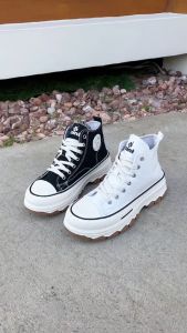 Kingbest "FREE BOX" (Size 36 - 41) Sepatu Wanita Sneakers Kanvas Ankle Tinggi  Premium 9054