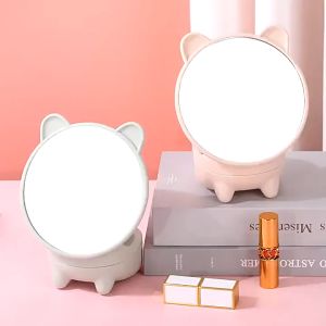Gương nhỏ để bàn cute kính để bàn trang điểm xinh xắn có khay đựng đồ tai mèo - Alice Store