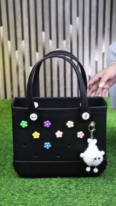 DIY Big Silicone Bag Jibbits Beach Bag EVA Waterproof Tote Bag Durable Handbags For Women