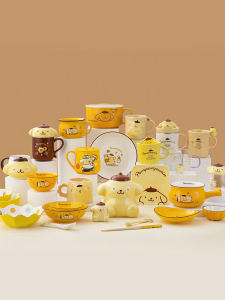 Pom Pom Purin Ceramic Cup Cute Rice Bowl and Plates For Home Tableware Creative Cartoon Kids Breakfast Cup Sanrio Water Cup