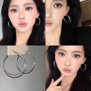 Fashionable Double Layer Wrapped Asymmetrical Earrings for Women Luxury Design Versatile Stylish Alloy Jewelry Ear Cuffs