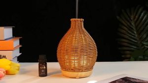 Floweroma Aromatherapy Humidifier Rattan Style Essential Oil Diffuser Warm Night Light