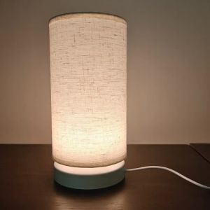1pc Modern Minimalist Round Fabric Table Lamp Warm Flicker‑Free Light Compact and Elegant Decoration for Bedroom