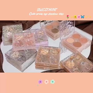 SWEETMINT Eyeshadow Palette SWEETMINT初吻波波四色眼影盘 Palet Pembayang Mata ins珠光哑光冷调水泥灰 Brightening Glitter Makeup