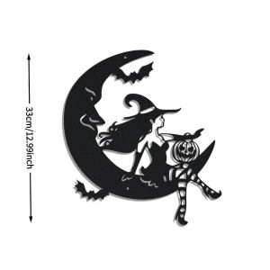 CIFbuy | CIFBUY Metal Wall Art Wrought Iron Witch Crescent Moon Sculpture Gothic Indoor Outdoor Living Room Home Decor Ornament