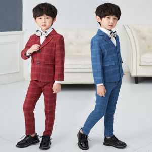 3PCS ชุดสูทเบลเซอร์สำหรับเด็กผู้ชายเสื้อชุดอย่างเป็นทางการชุดเด็กผู้หญิงลายดอกไม้สำหรับงานแต่งงาน