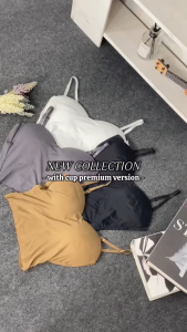 LadyLuxe - Tanktop Bra Wanita Seamless Licin Polos Slim Crop Tali  Adjustable Push Up BR247