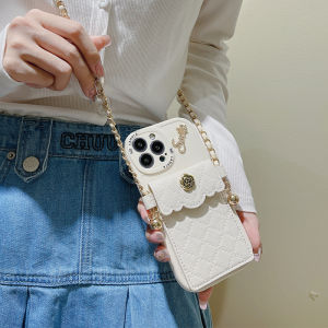 เคสโทรศัพท์มือถือแบบซิลิโคนป้องกันสำหรับ iPhone 14 pro Max ลายสก็อตพร้อมสายคล้องกระเป๋า ดีไซน์เรียบง่าย ดีไซน์หรูหรา สำหรับผู้หญิง