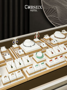 Luxury Jewelry Display Stand Leather Counter Top Ring Necklace Jewelry Accessories Showcase Elegant Fashionable Storage Rack