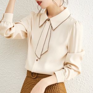 Autumn New Fashionable Long Sleeve Peter Pan Collar Blouse Shirt