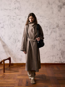 เสื้อแจ็คเก็ตยาวทรงหลวมสไตล์ลำลองสำหรับผู้หญิงจาก AVANEHOOD เสื้อคลุมกันหนาวแบบสวมหัวแขนยาวคอตั้ง