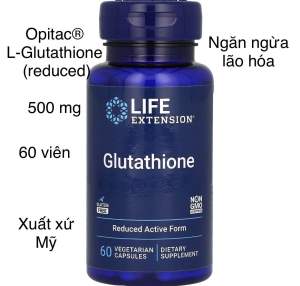 [MỸ] Viên L-Glutathione (reduced) 500 mg  60 viên Life Extension giúp chống gốc tự do chống oxy hóa.