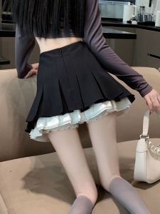 High Waist Slimming Half-length Skirt with Color Block Design for Women Short A-line Skirt Anti-exposure Summer Fashion