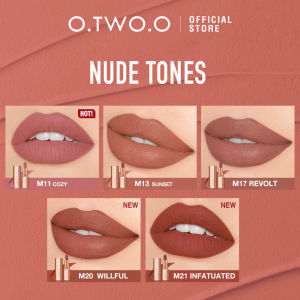 【BUY 2 GIFT 1】O.TWO.O Matte Lipstick Lip Tink Non-stick Cup Soft Matte Nude Shock Long lasting Waterproof Silky 24HR Highly Pigmented Lip Tint Lips Makeup 24H Ship
