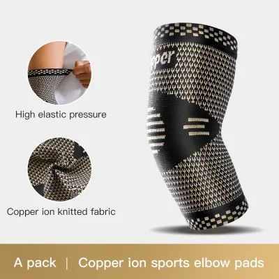 1Pcs Copper Compression Elbow Pads Sports Brace Arm Pads Fitness Tennis Basketball Volleyball Arm Guard for Elbow Pain Relief