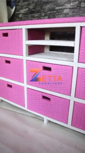 BUFET MEJA TV 43 Inci Rotan Sintetis Rak Lemari Laci 8 Laci Minimalis Serbaguna Modern Estetik Murah